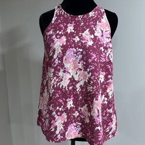 Old Navy Floral Halter Tank Top in Wine and Pink